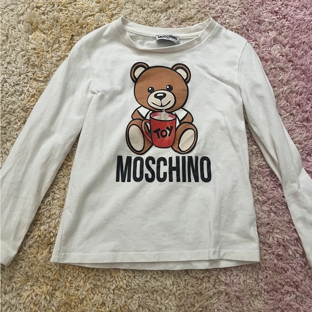 Moschino Kids Cream Teddy Bear Long Sleeve Tee
